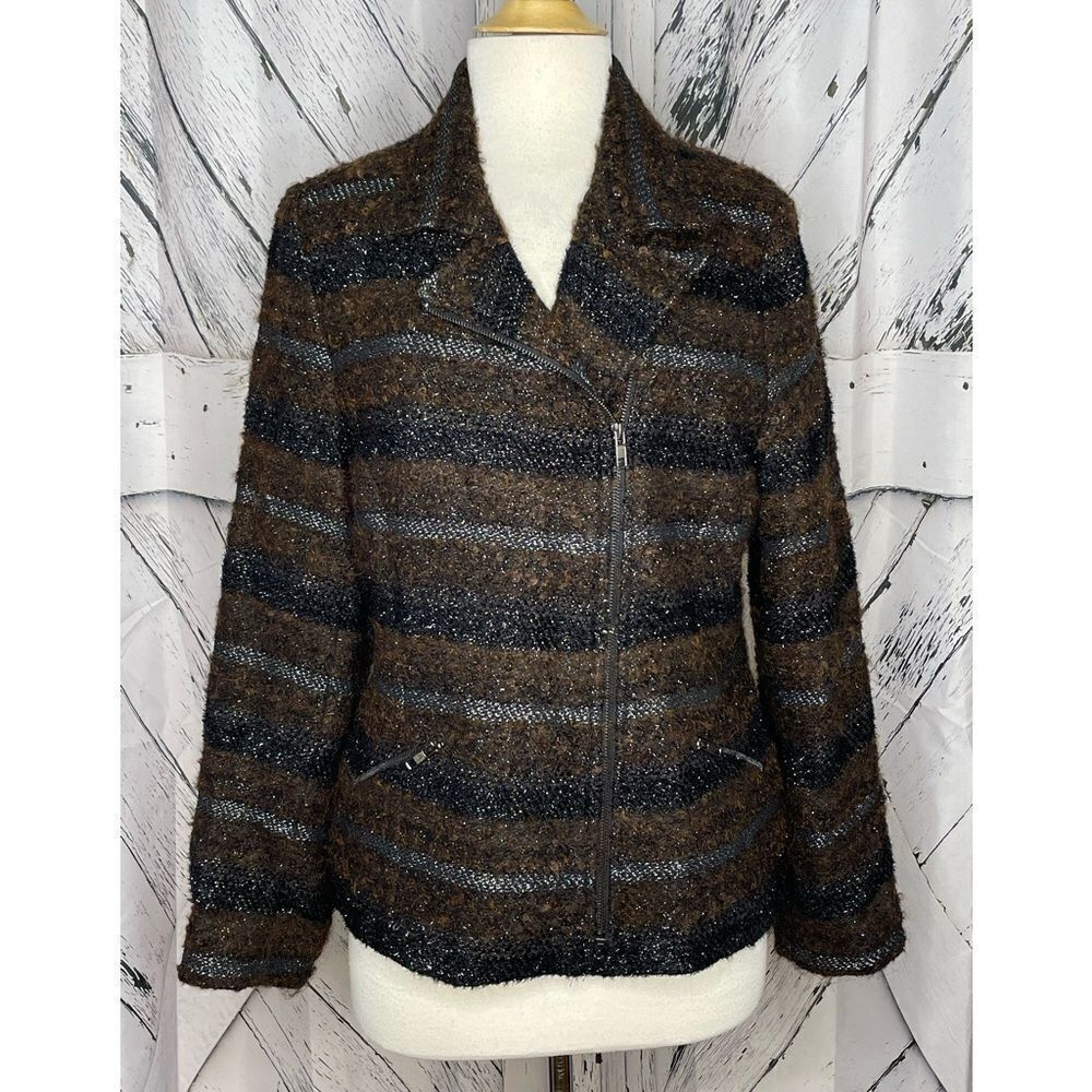 Elliott Lauren Moto Style Jacket Black Brown Jacket 14
